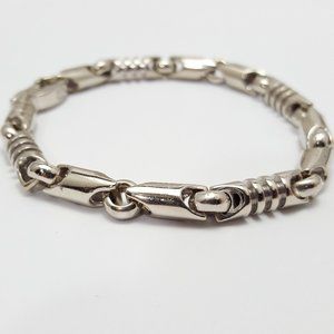Unique 14K Karat Solid White Gold Designer Round Link Men's Bracelet 8" Inch